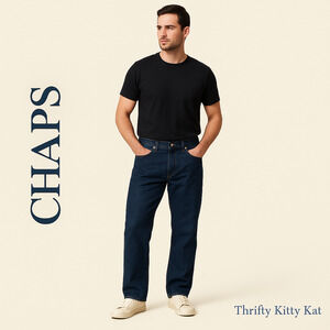Chaps Classic High Rise Straight Fit Dark Wash Denim Cotton Jeans 32x30